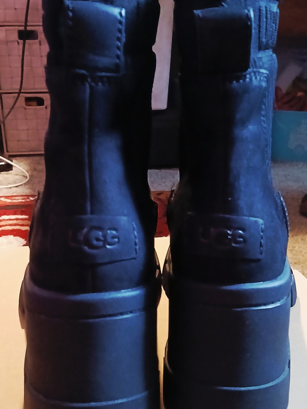 UGG Black Women's Chelsea Ankle Boots with Knit Panels - Picture 3 of 8